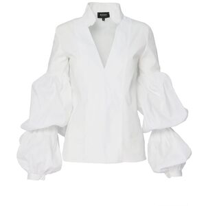 Bluzat White Cotton Long Sleeve Blouse Size Small